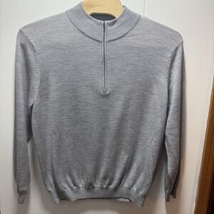 Footjoy 1/4 Zip‎ Pullover Men's Size 2XL Grey 100% Wool Long Sleeved FJ Logo
